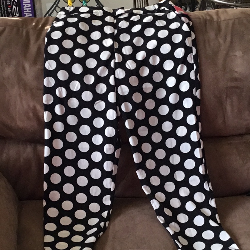Brand New! Black White polka dot ankle pants